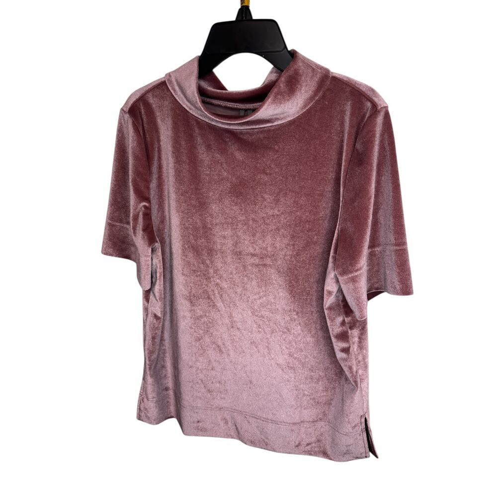 ANTHROPOLOGIE Krishna Crushed Velvet Mock Neck Top Dusty Rose Pink Size Small - Picture 2 of 9